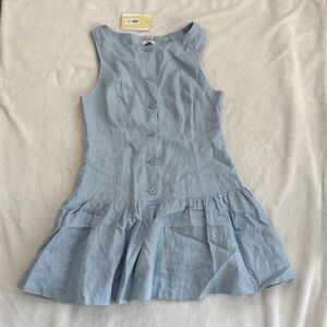 Aritzia Snapdragon Linen Dress - Size 8, Dew Blue